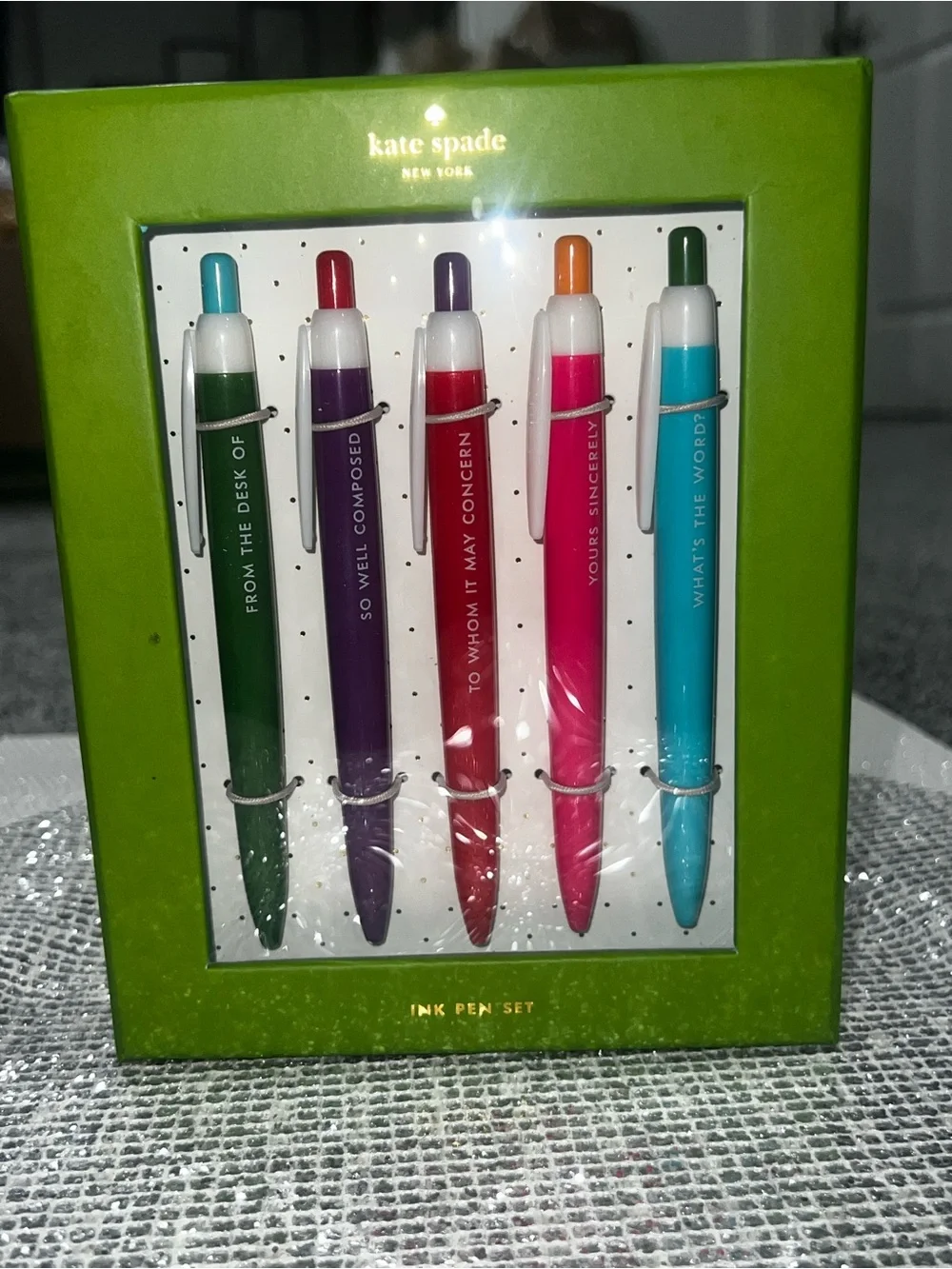NIB Kate Spade New York 5-Piece Retractable Ink Pen Set Multicolor